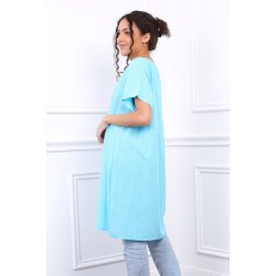 Stribet Ketty Kjole - Turkis