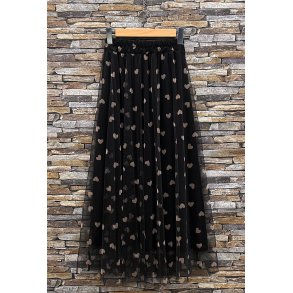 Tyl Nederdel - Hjerte - Sort