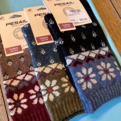 3 Par Uld sokker - Blomst - 35/ 40 