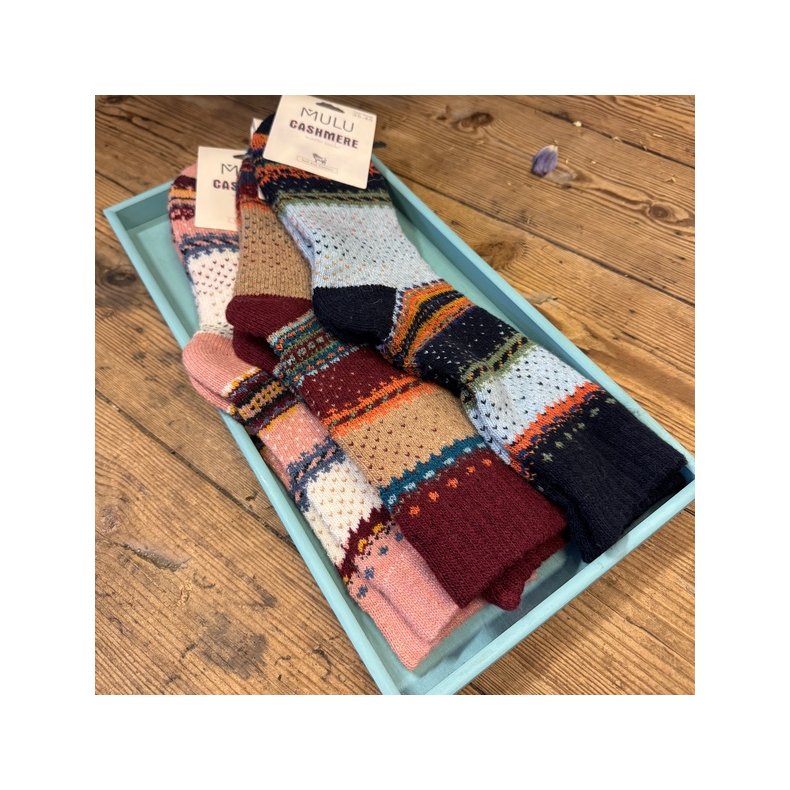 3 Par -  Uld Strmper / 35-40 - Multi Farvet