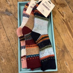 3 Par -  Uld Strmper / 35-40 - Multi Farvet