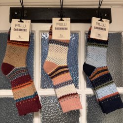 3 Par -  Uld Strmper / 35-40 - Multi Farvet