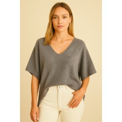 Kort strik V-hals - Vlg Farve