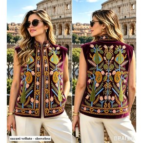 Suzani-broderier - Vest Bourgogne
