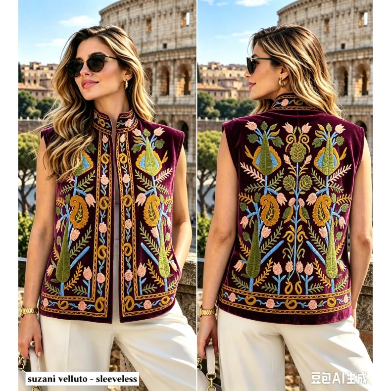 Suzani-broderier - Vest Bourgogne
