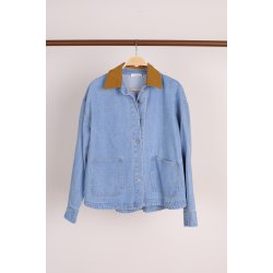 Denin Jakke m. Brun krave