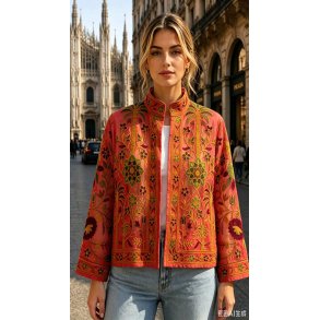 Suzani-broderier - Jakke Orange