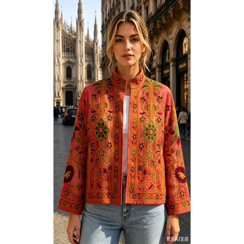 Suzani-broderier - Jakke Orange