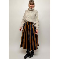 Mette Grobund -Stribet Mette Nederdel - Kanel / Navy